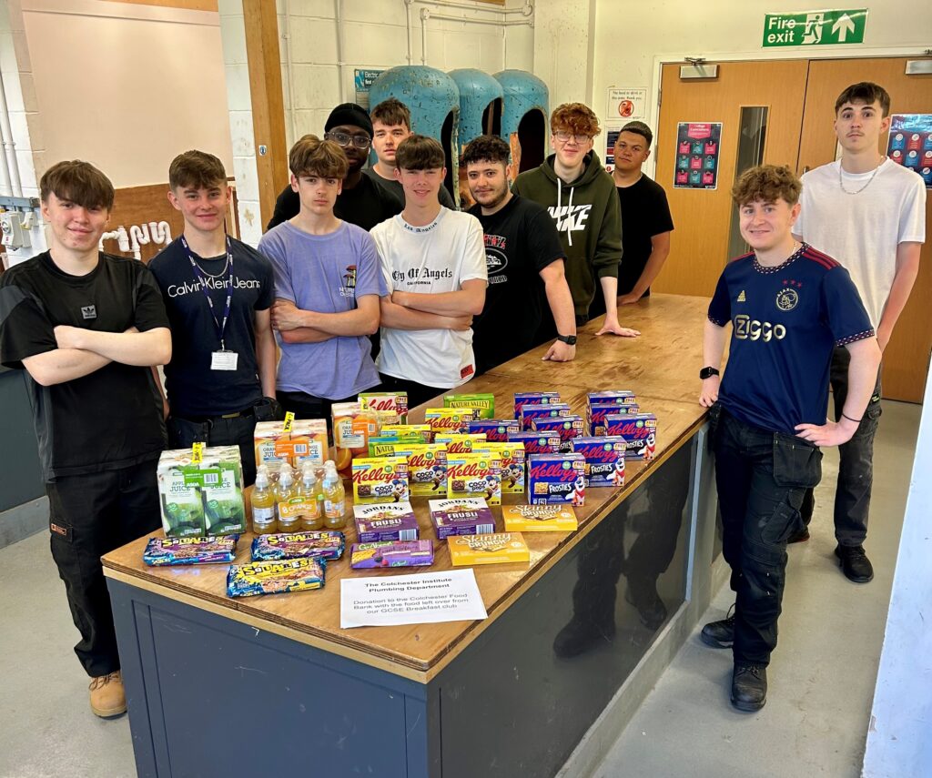 Students make charitable donation to Colchester Food Bank Colchester